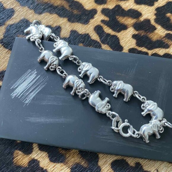 Genuine 925 Silver Lucky Elephant Bracelet - Picture 1 of 4